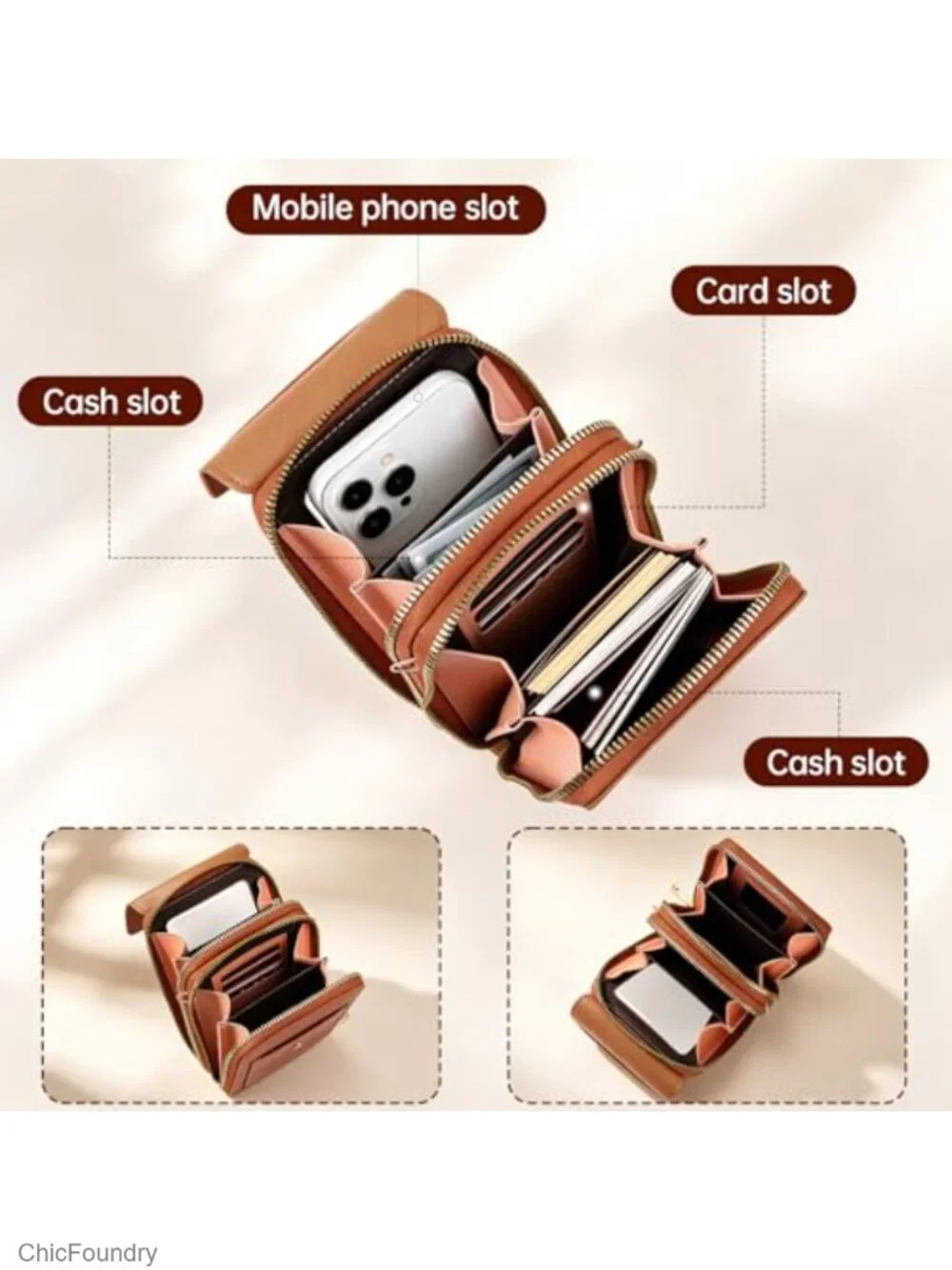 Leather Touchscreen Crossbody Phone Purse with Card Slots